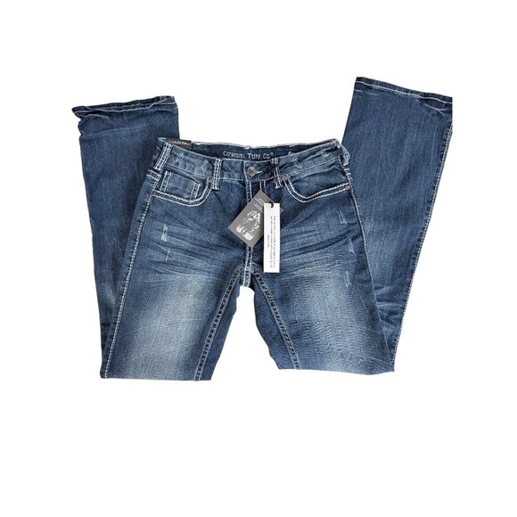 Cowgirl Tuff Co. Womens Bootcut Jeans W28 L33 Edgy Style Stretch Dark Wash Blue - Picture 4 of 14